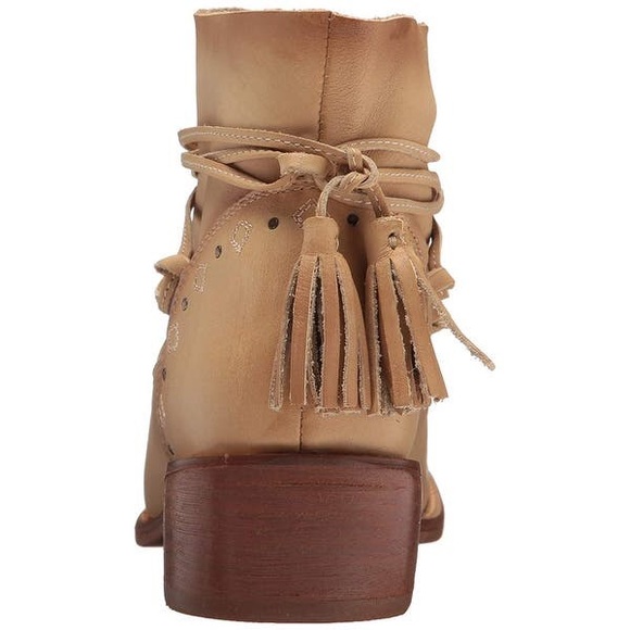 Taupe Lace-up Fringe Booties - Picture 2 of 6